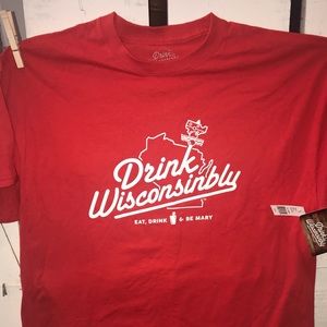 Men’s NWT! XL “Drink Wisconsinibly” Red tee shirt.